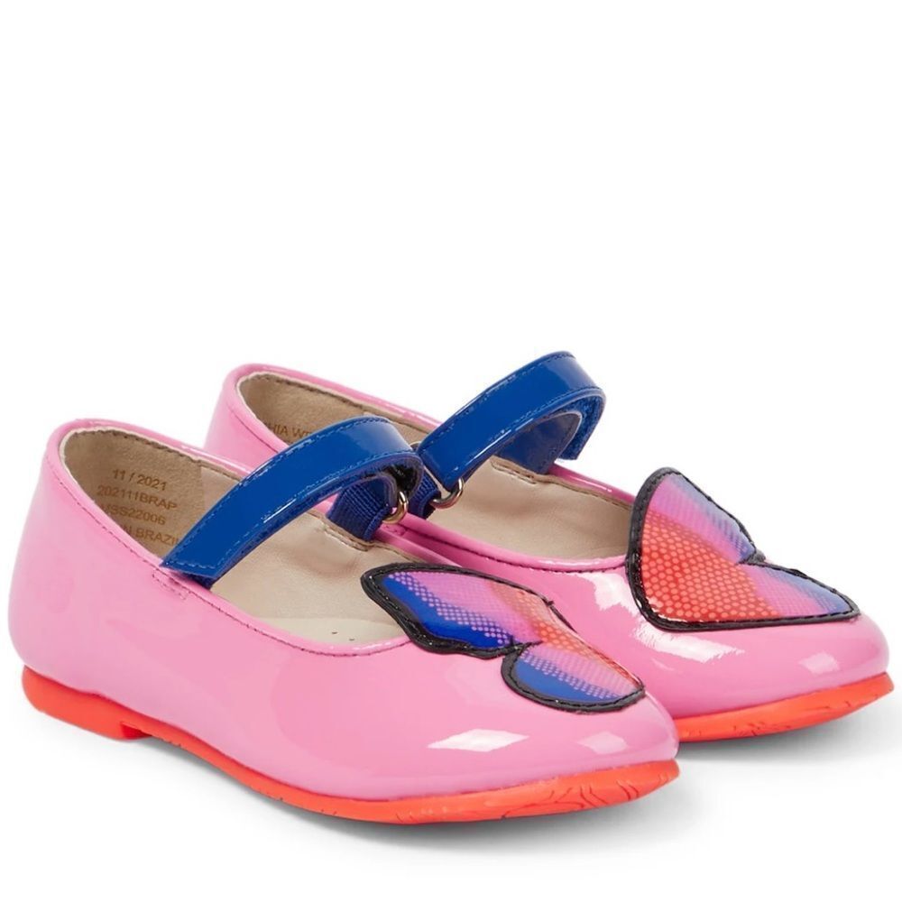 Sophia Webster Butterfly Patent Leather Flat in Pink Sz 29 EUR